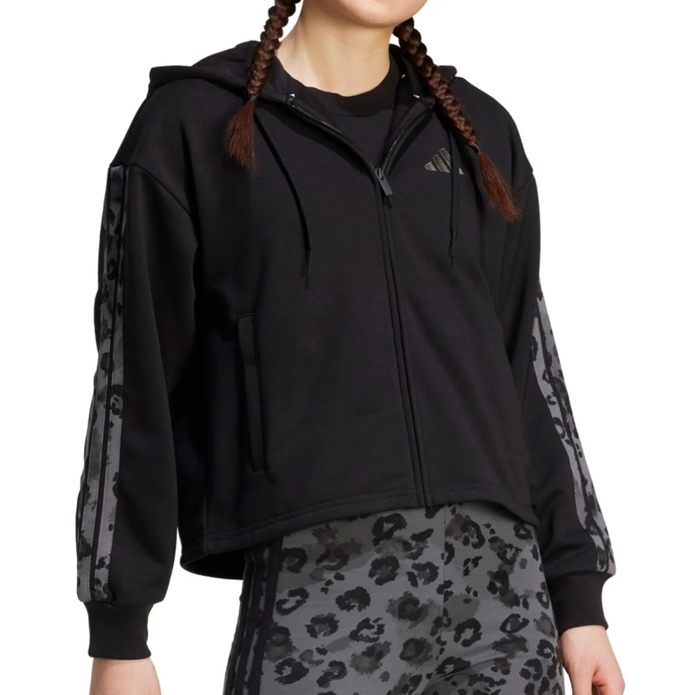 adidas Women's Black 3-Stripes Full Zip Hoodie